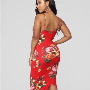Fashion Nova Body Moves Midi Dress - Red Floral